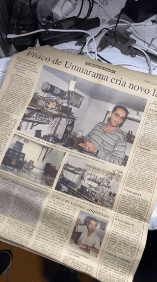 GIF mostrando a reportagem completa sobre o laser a gás de Antônio Morgon